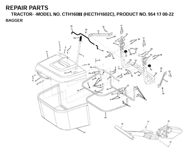 Bagger Diagram and Parts List for CTH160II (HECTH1602C)(2001-02) Husqvarna Lawn Tractor