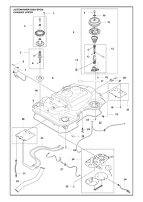 Chassis Upper Diagram and Parts List for 520HEPOS  Husqvarna Lawn Mower