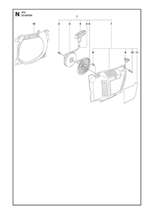 Starter Diagram and Parts List for 372 2011-05 Husqvarna Chainsaw