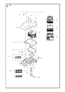 Air Filter Cover Diagram and Parts List for K970 (575697201 & Above)(2010-05) Husqvarna Circular Saw