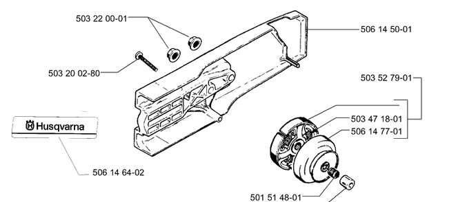 Clutch And Arm Assembly Diagram and Parts List for 268K 1997-01 Husqvarna Lawn Tractor Accessories