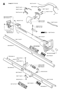Shaft And Handle Diagram and Parts List for 225RJ 20004000001 & Above Husqvarna Trimmer