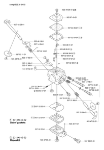 Carburetor Parts Diagram and Parts List for HA850 2007-01 Husqvarna Hedge Trimmer