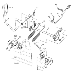 Mower Lift Lever Diagram and Parts List for LGT2654 (96045003800)(2011-09) Husqvarna Lawn Tractor