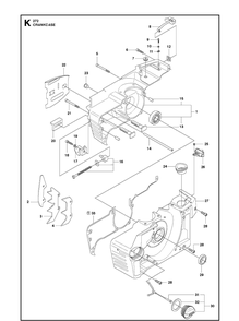 Crankcase Diagram and Parts List for 272XP 20163200001-20173200000 Husqvarna Chainsaw