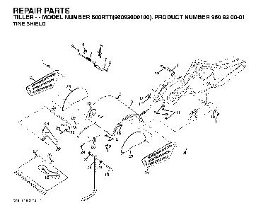 Tine Shield Diagram and Parts List for 500RTT (96093000100)(2004-11) Husqvarna Tiller