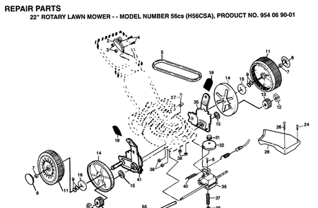 Repair Parts Diagram and Parts List for 56CS (H56CSA)(1994-01) Husqvarna Lawn Mower