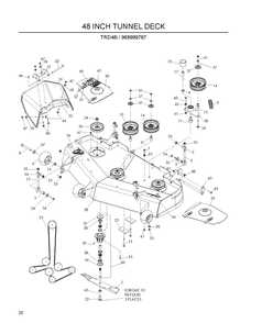 48 Inch/122cm Cutting Deck Diagram and Parts List for 968999767 2009-03 Husqvarna Lawn Mower