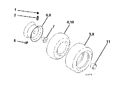 Wheels And Tires Diagram and Parts List for LTH1742T (96041006702)(2009-03) Husqvarna Lawn Tractor