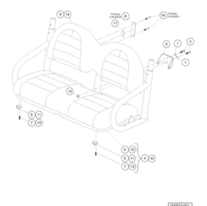 Bench Seats Diagram and Parts List for HUV4421DXP 2006-11 Husqvarna Lawn Tractor