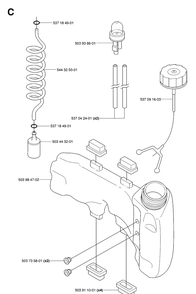 Fuel Tank Diagram and Parts List for 325HS99 (X-SERIES)(20063600001-20081800000) Husqvarna Hedge Trimmer