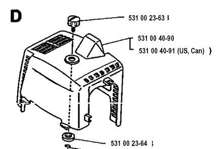 Cylinder Cover Diagram and Parts List for 120R  Husqvarna Brush Cutter