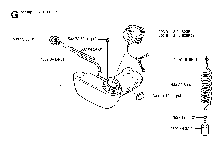 Fuel Tank Diagram and Parts List for 323P4 20062700001 Husqvarna Pole Saw
