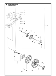Wheels And Tires Diagram and Parts List for 310 2020 Husqvarna Lawn Mower