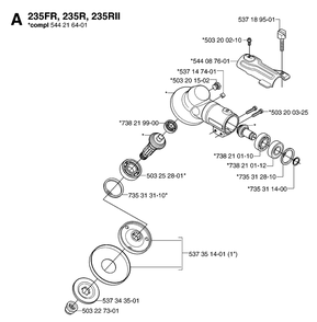 Bevel Gear 2 Diagram and Parts List for 232R 20144900001 & Above Husqvarna Trimmer