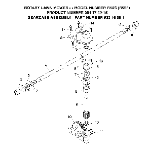 Gear Case Diagram and Parts List for R52S (R52 F, 954170215)(2004-10) Husqvarna Lawn Mower