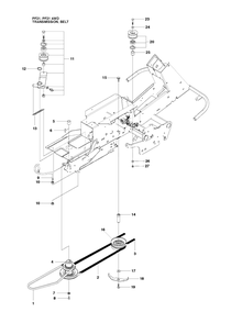 Transmission Diagram and Parts List for PF21 (965192401)(2010-07) Husqvarna Lawn Tractor