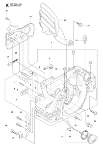 Crankcase Diagram and Parts List for 440E 20090400001-20102300000 Husqvarna Chainsaw
