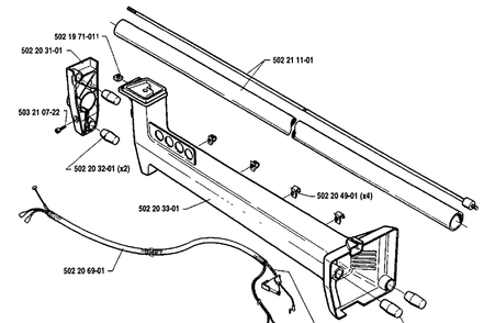 Supporting Tube Assembly Diagram and Parts List for 235R 1992-12 Husqvarna Brush Cutter