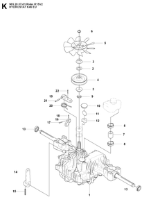 Transmission Diagram and Parts List for R15-V2 (965200701)(2008-01) Husqvarna Lawn Tractor