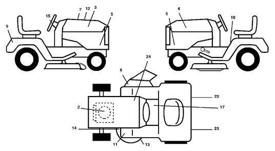 Decals Diagram and Parts List for GTH2254XP (954571229-B)(2004-08) Husqvarna Lawn Tractor
