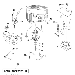 Engine / Fuel Tank Diagram and Parts List for 2348LS (96043006400)(2008-11) Husqvarna Lawn Mower