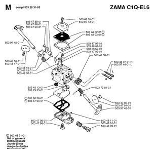 Carburetor Details 3 Diagram and Parts List for 55 19982300001-20001900000 Husqvarna Chainsaw
