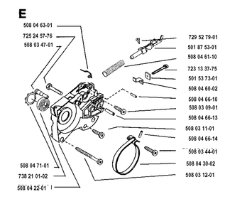Chain Brake Diagram and Parts List for 16 19931800001-19954000000 Husqvarna Chainsaw