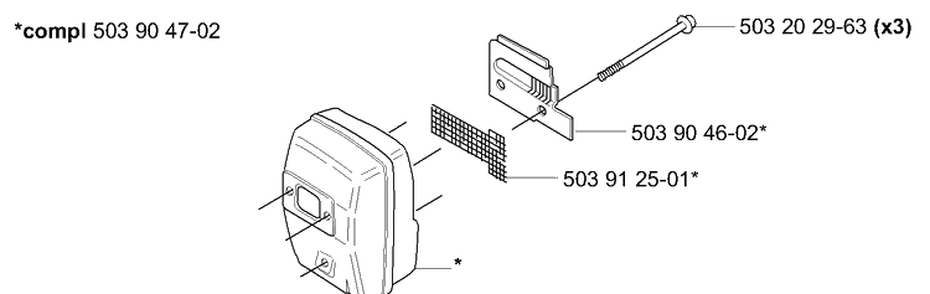 Muffler Diagram and Parts List for 232L 2006-04 Husqvarna Trimmer
