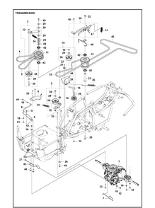 Transmission Diagram and Parts List for R115C (967252702)(2020-01) Husqvarna Lawn Mower
