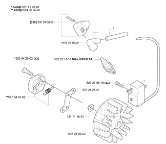 Ignition/ Flywheel Diagram and Parts List for HA850 2007-01 Husqvarna Hedge Trimmer