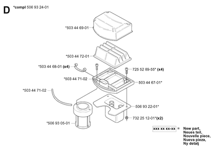 Air Filter Diagram and Parts List for R15-V2 (953533701)(2004-02) Husqvarna Lawn Tractor