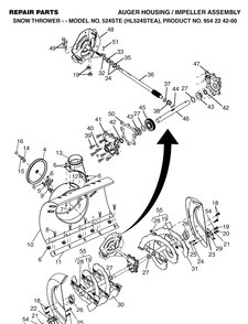 Auger Housing And Impeller Diagram and Parts List for 524STE (HL524STEA)(2004-08) Husqvarna Snow Blower