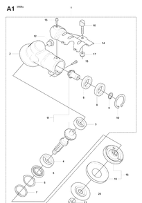 Bevel Gear 2 Diagram and Parts List for 355FXT 20073100001-20082700000 Husqvarna Brush Cutter