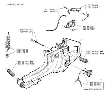 Fuel Tank Diagram and Parts List for 365EPA 1999-11 Husqvarna Chainsaw