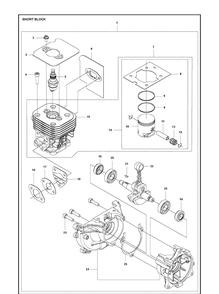 Short Block Diagram and Parts List for 525ECS  Husqvarna Edger