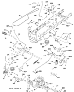Drive Diagram and Parts List for 2042LS (96043007500)(2008-11) Husqvarna Lawn Mower