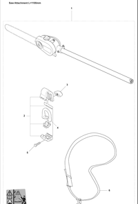 Saw Attachment-1100mm Diagram and Parts List for 327P4 2008-03 Husqvarna Pole Saw