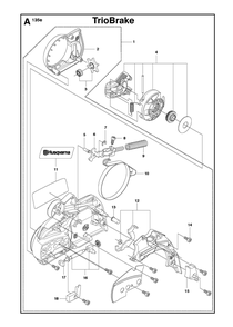Chain Brake And Clutch Cover Diagram and Parts List for 135 e-series II TrioBrake Husqvarna Chainsaw