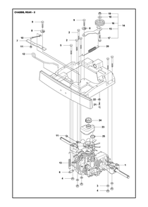 Chassis Rear Diagram and Parts List for R214TC 2022 Husqvarna Lawn Tractor