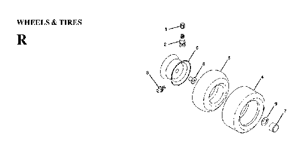 Wheels And Tires Diagram and Parts List for LTH130 (HE13H36D, 954820001)(1997-03) Husqvarna Lawn Tractor