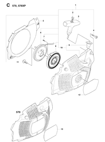 Starter Diagram and Parts List for 576XP-576XPEPA 20083100001-20100100000 Husqvarna Chainsaw