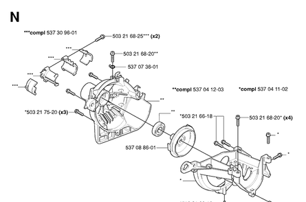 Crankcase Diagram and Parts List for 325HDA55 (X-SERIES)(20054000001-Current) Husqvarna Hedge Trimmer