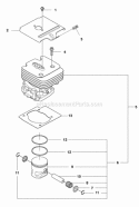 Cylinder Piston Diagram and Parts List for 560BFS 2011-10 Husqvarna Leaf Blower / Vacuum