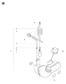 Fuel Tank Diagram and Parts List for 327LX 20080900001 - 20090100000 Husqvarna Trimmer