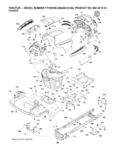 Chassis And Enclosures Diagram and Parts List for YTH22V46 (96043010100)(2009-12) Husqvarna Lawn Tractor