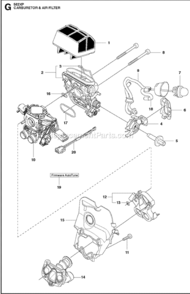 Page B Diagram and Parts List for 562XP  Husqvarna Chainsaw
