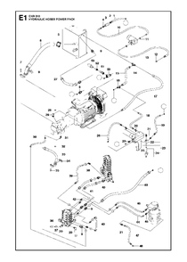Hydraulic Hoses Power Pack Diagram and Parts List for DXR310 (44 & Above)(2013-08) Husqvarna Demolition Hammer