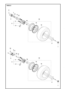 Wheels And Tires Diagram and Parts List for P524  Husqvarna Lawn Mower