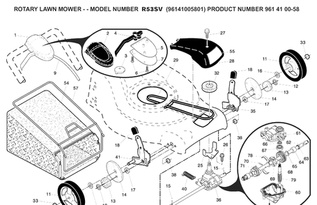 Product Complete Diagram and Parts List for R53SV (96141005801)(2008-02) Husqvarna Lawn Mower